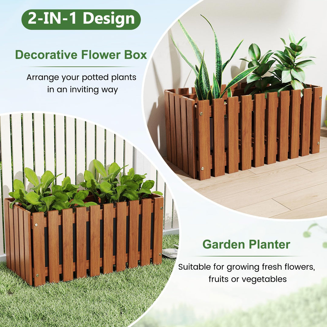 Giantex Slat Style Planter Box Wood Raised Garden Bed for Growing Vegetables Flowers Herbs