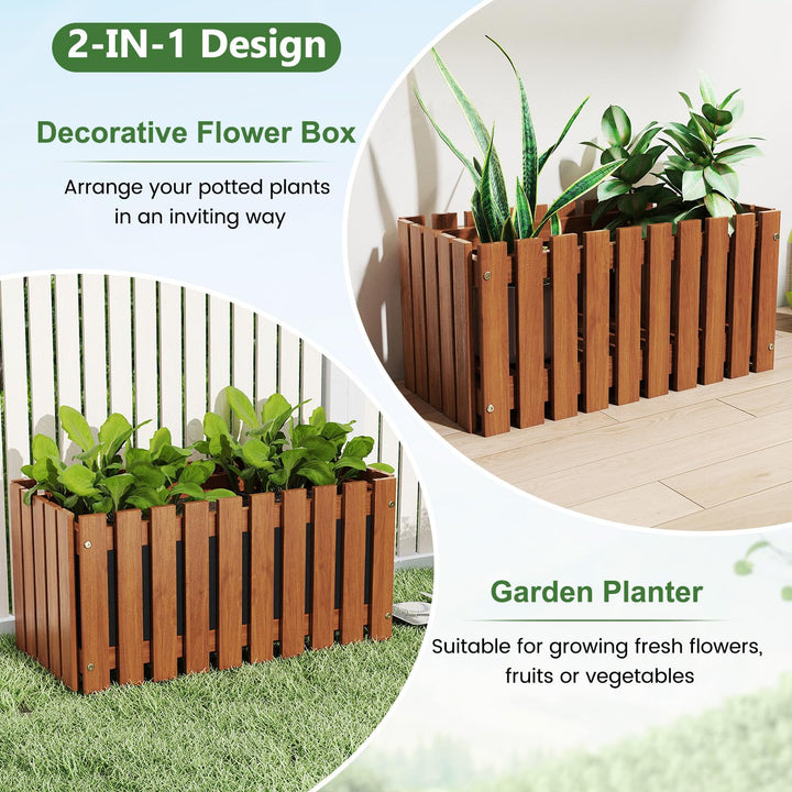 Giantex Slat Style Planter Box Wood Raised Garden Bed for Growing Vegetables Flowers Herbs