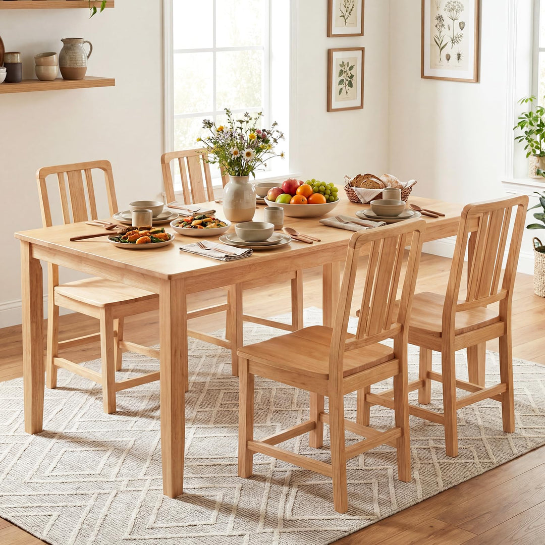 Giantex Rubber Wood Kitchen Chairs with Hollowed Backrest