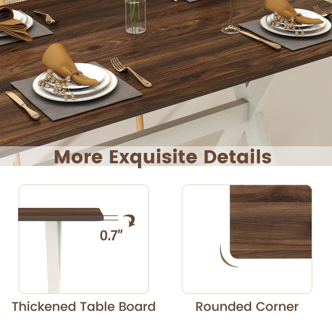 Giantex 43" x 28" Wooden Dining Table with X-Shaped Frame Reinforced Crossbar