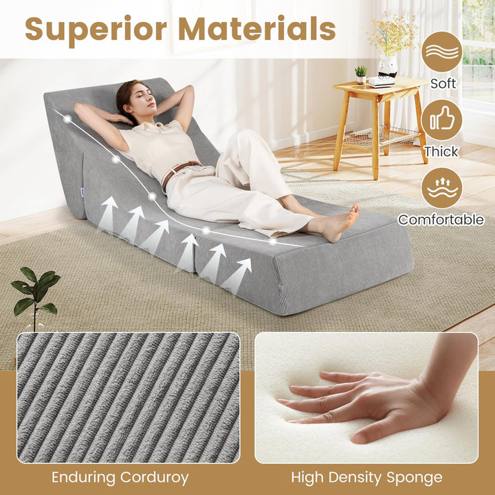 Giantex 3-in-1 Folding Sofa Bed Convertible Sleeper Chair with Back Support, High Density Sponge