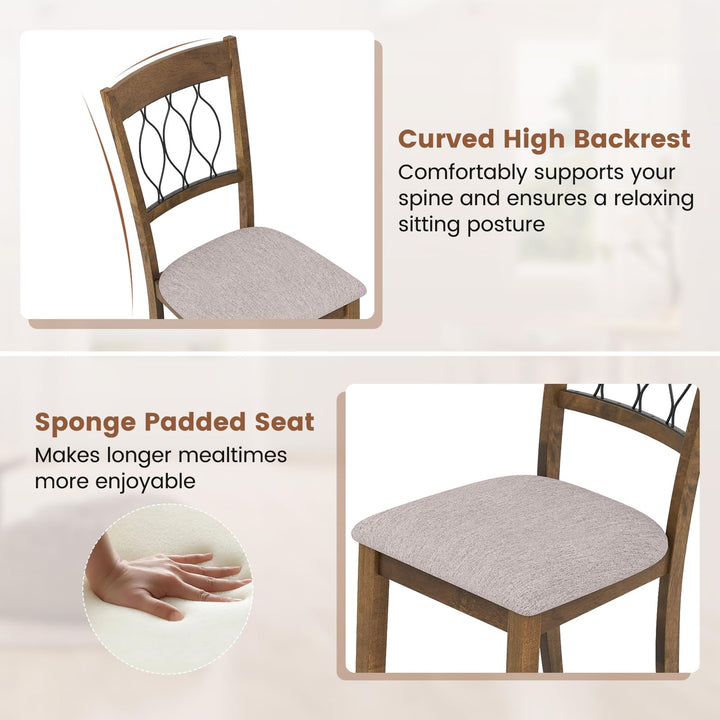 Giantex Dining Chairs Set of 2/4 Fabric Upholstered Armless Kitchen Chairs w/Hollowed Backrest