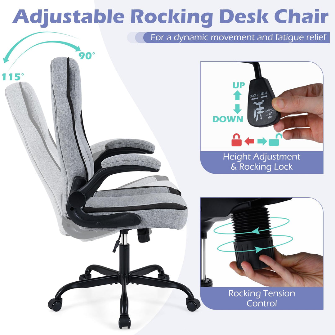 Giantex Ergonomic Computer Office Chair with 90° Flip-up Armrests