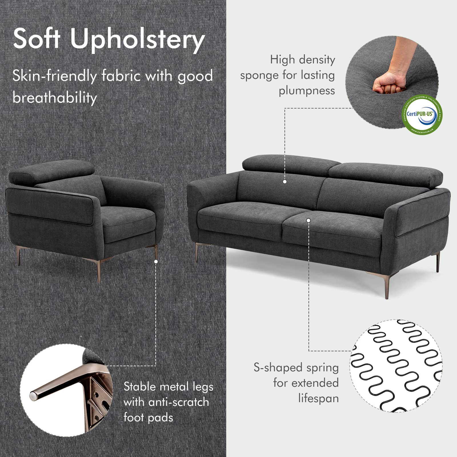 Giantex Sofa Couch and Accent Chairs Set