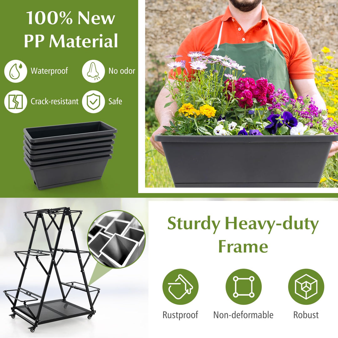 Giantex 6-Tier Rolling Raised Garden Bed