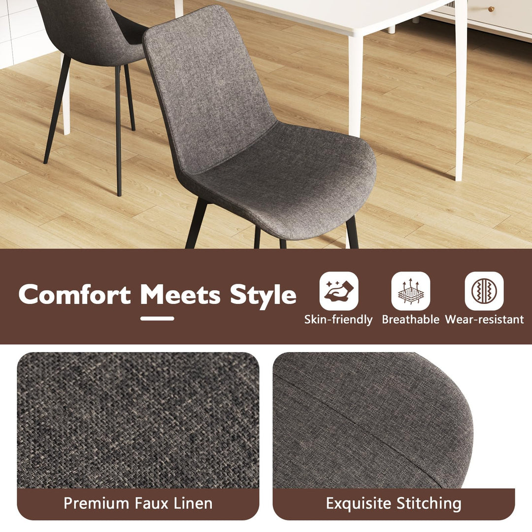 Giantex Dining Chair Set of 4 Upholstered Kitchen Side Chairs w/Metal Legs Padded Seats & Backs
