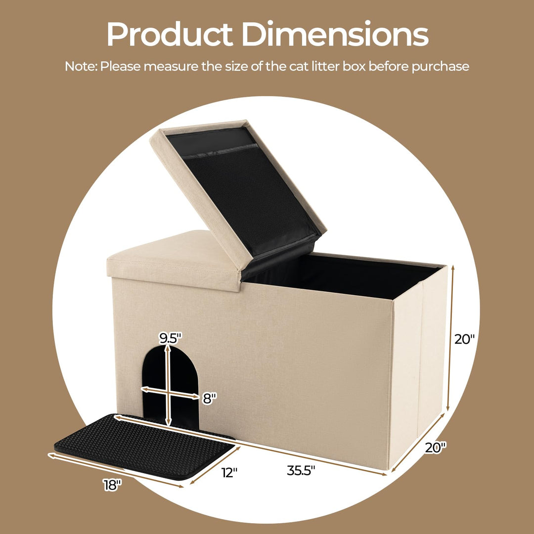 Giantex Cat Litter Box Enclosure - Hidden Cat Litter Box Furniture Ottoman