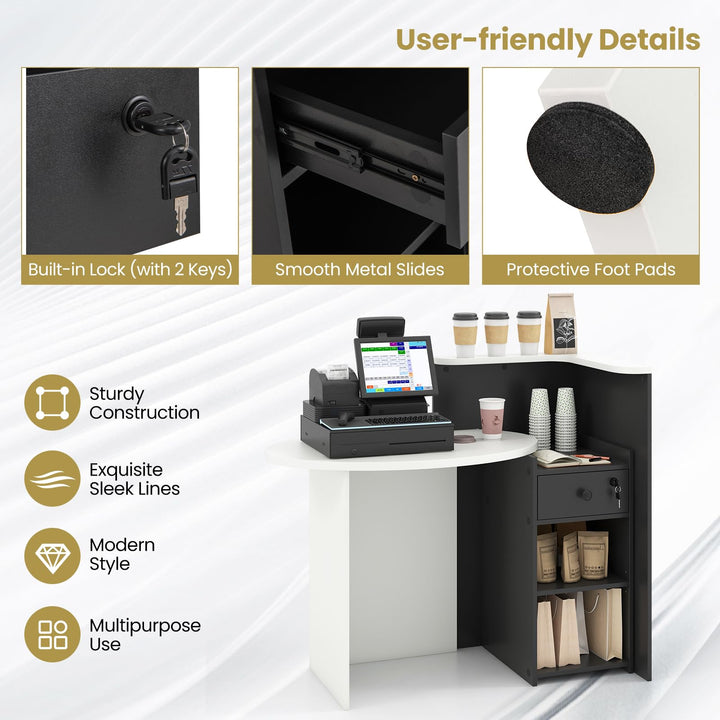 Giantex Front Counter Desk with Lockable Drawer