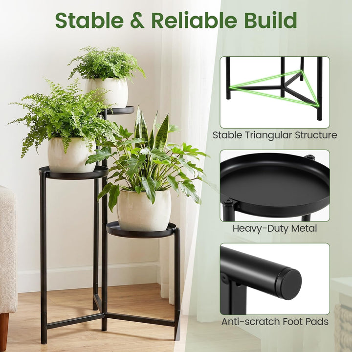 Giantex 3-Tier Metal Tall Corner Plant Stand Indoor Outdoor