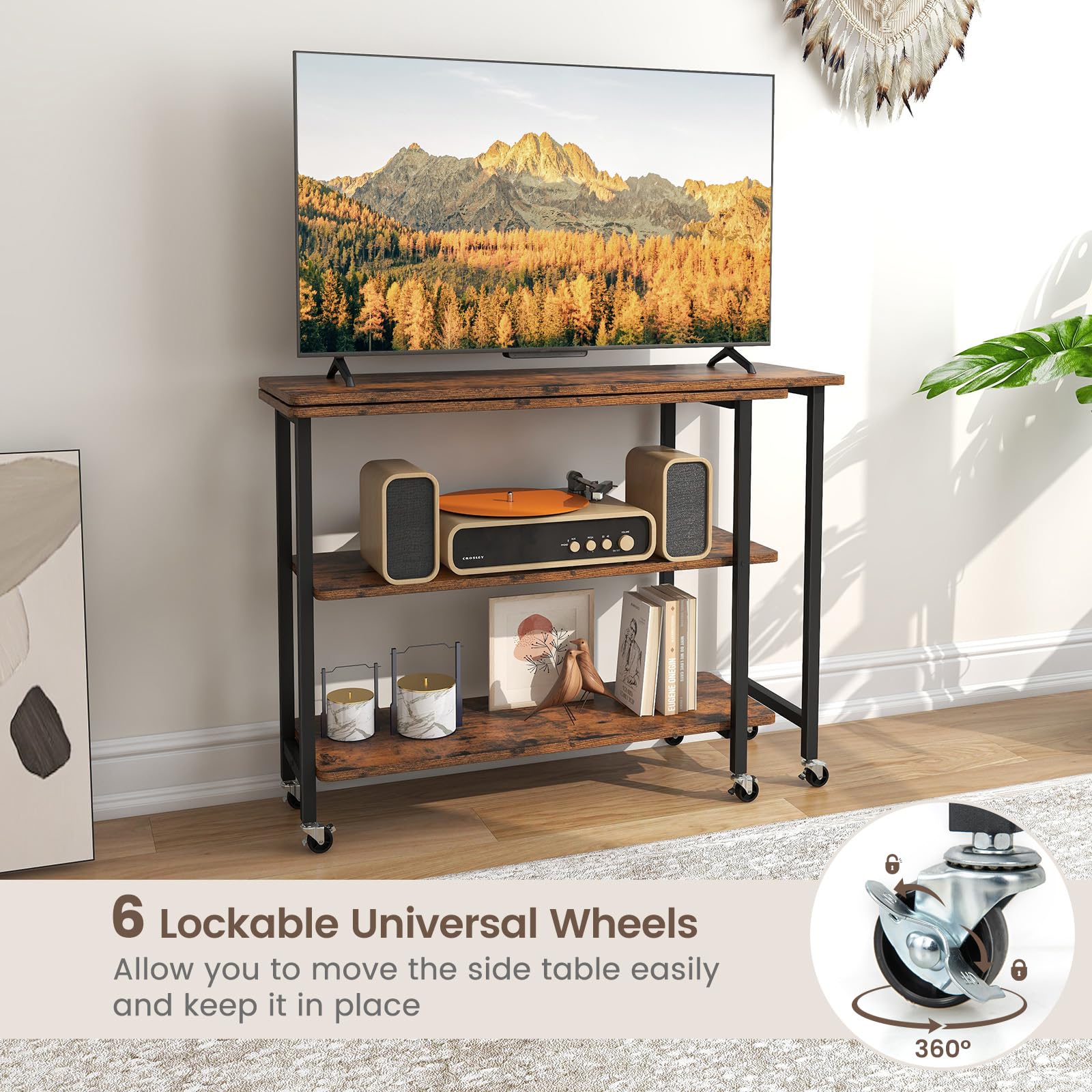 Giantex 360° Free Rotating Sofa Side Table