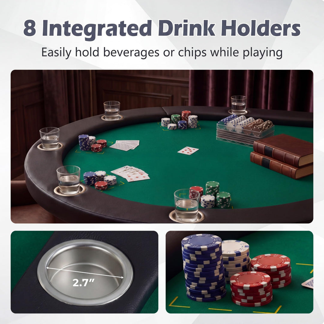 Giantex 8 Player 48" Round Texas Holdem Poker Table Foldable