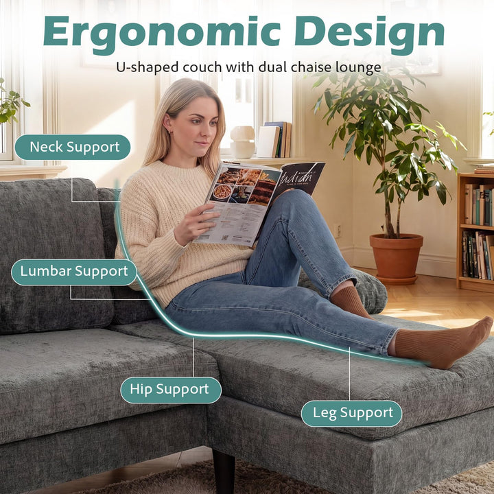 Giantex Sectional Couch for Living Room U-Shaped Sofa