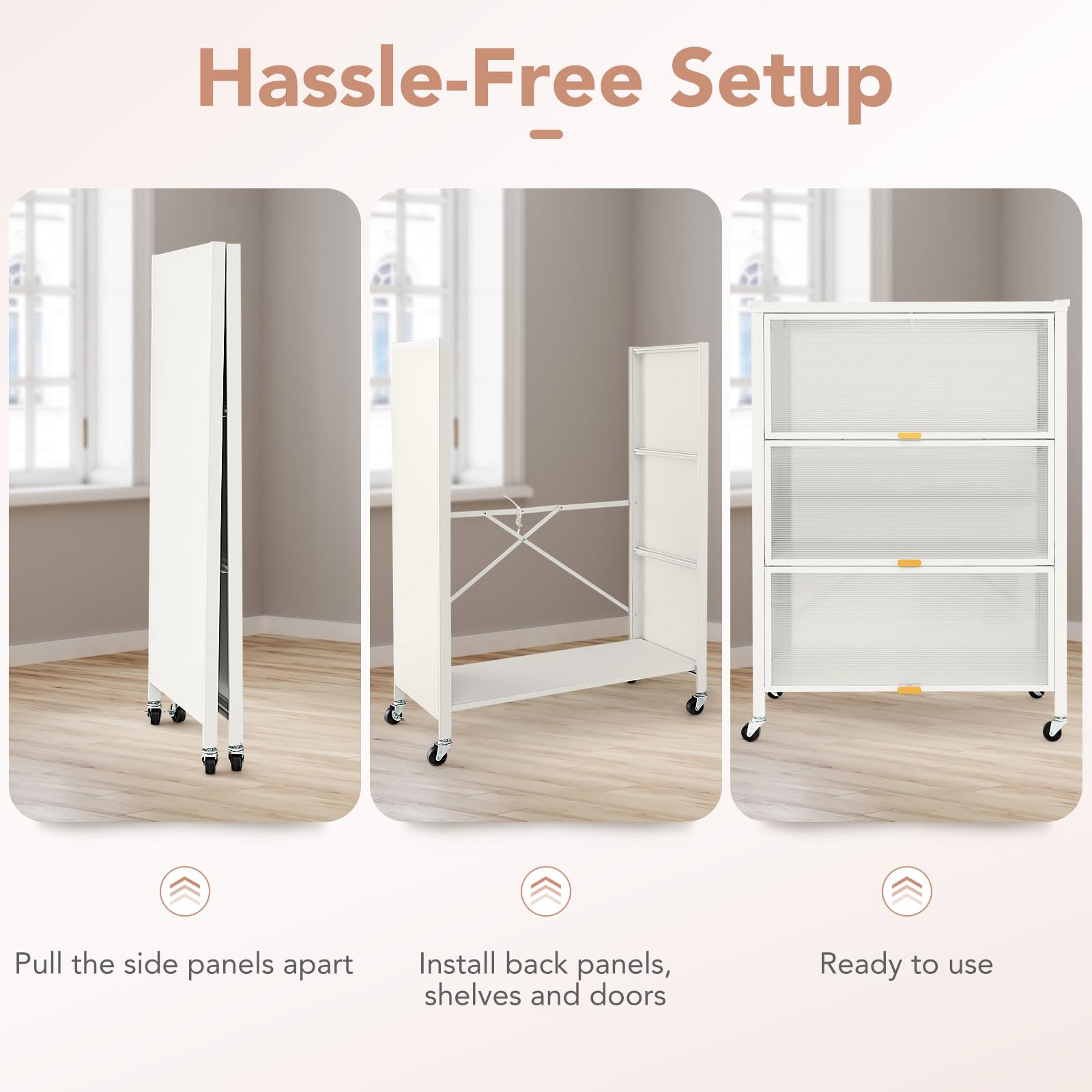 Giantex 4-Tier Kitchen Storage Cabinet, Mobile Folding Kitchen Bakers Rack with Flip-up PC Doors