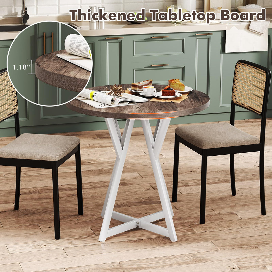 Giantex 31.5" Small Round Dining Table for 2-4 with Crossed Metal Legs Load 220Lbs