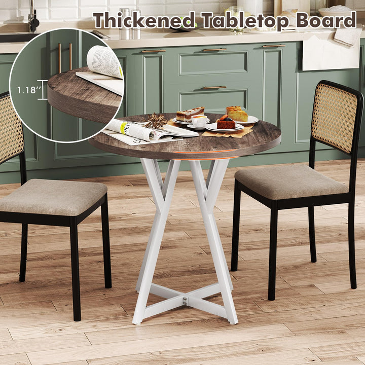 Giantex 31.5" Small Round Dining Table for 2-4 with Crossed Metal Legs Load 220Lbs