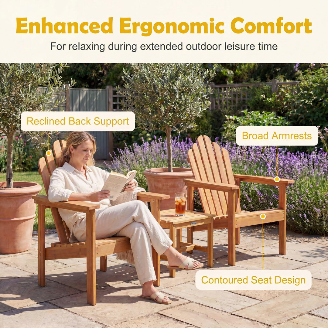 Giantex Outdoor Patio Stackable Adirondack Chair with Slatted Backrest &amp; Seat (1/2/4)