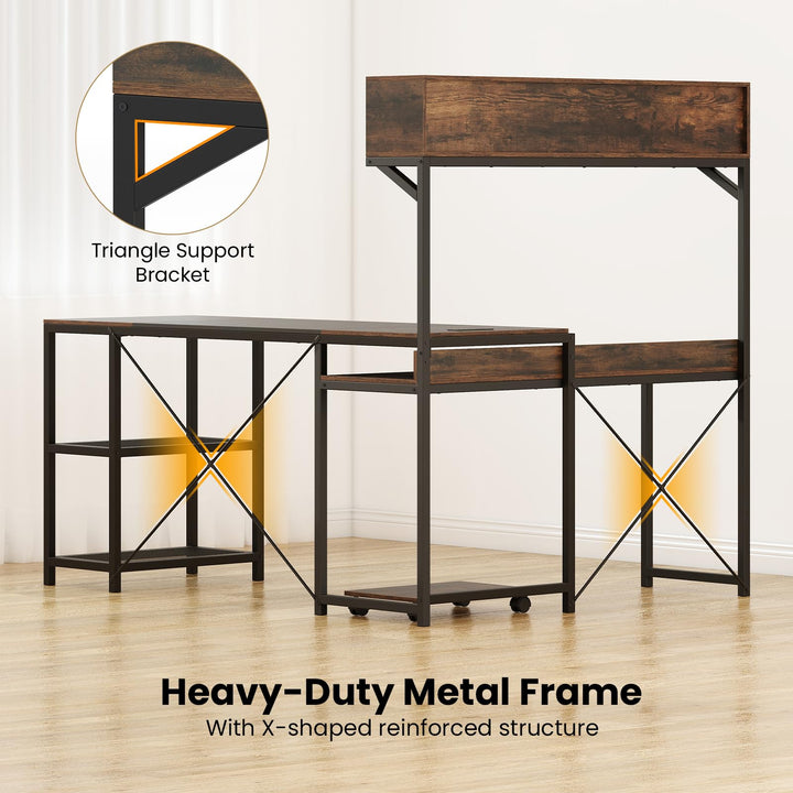 Giantex 62" L-Shaped Computer Desk with Power Outlets