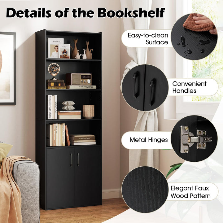 Giantex 70" Bookcase with 2 Doors