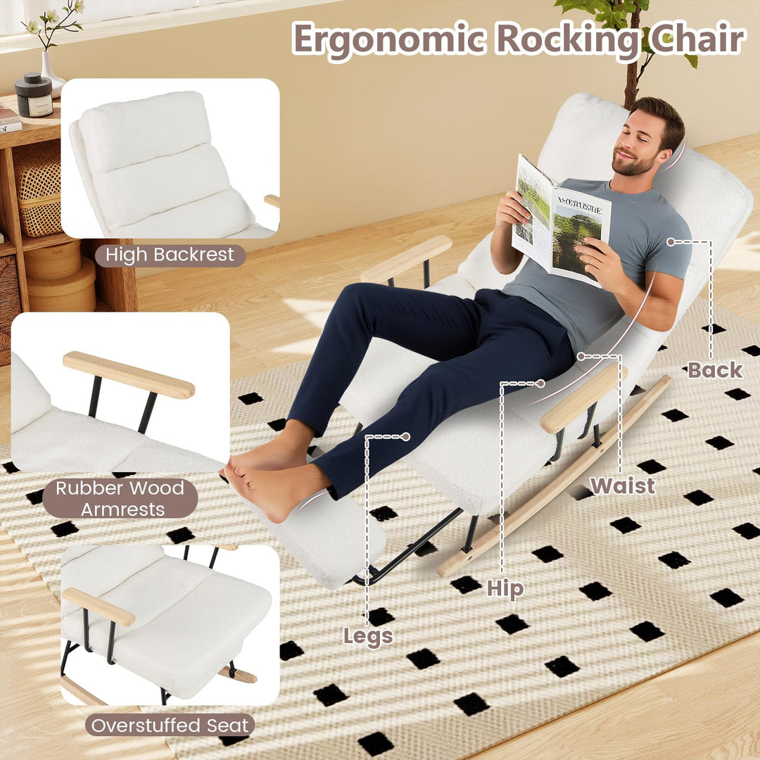 Giantex Nursery Rocking Chair Teddy Velvet Upholstered Rocking Chair