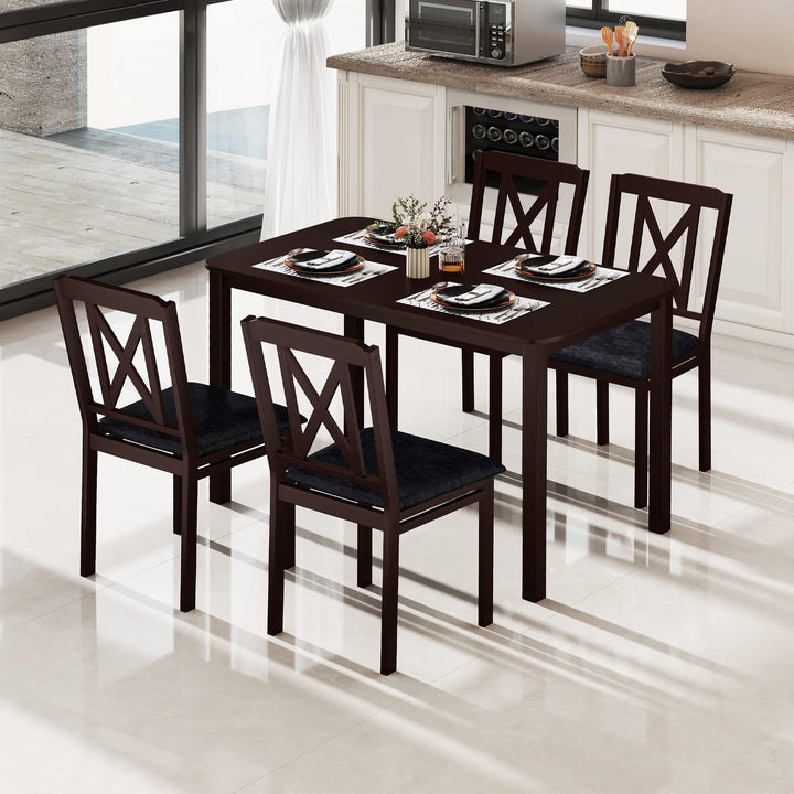 Giantex 5-Piece Dining Table Set for 4, 47" Rectangular Kitchen Table & 4 Chairs