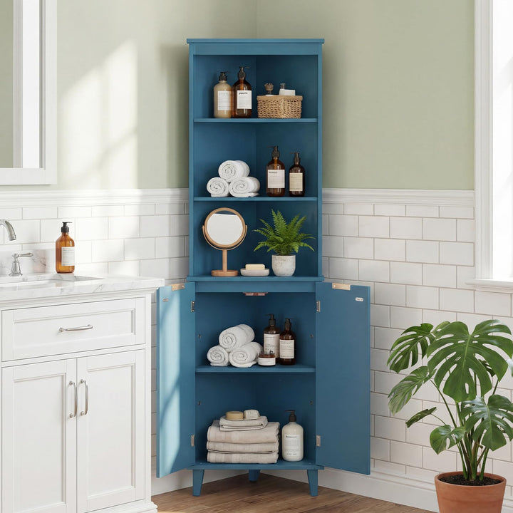 Giantex 68" Tall Corner Modern Bathroom Floor Storage Cabinet,