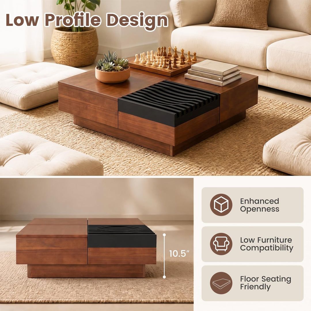 GIANTEX 32" Square Coffee Table with Storage for Living Room