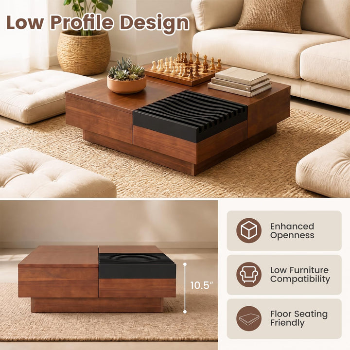GIANTEX 32" Square Coffee Table with Storage for Living Room