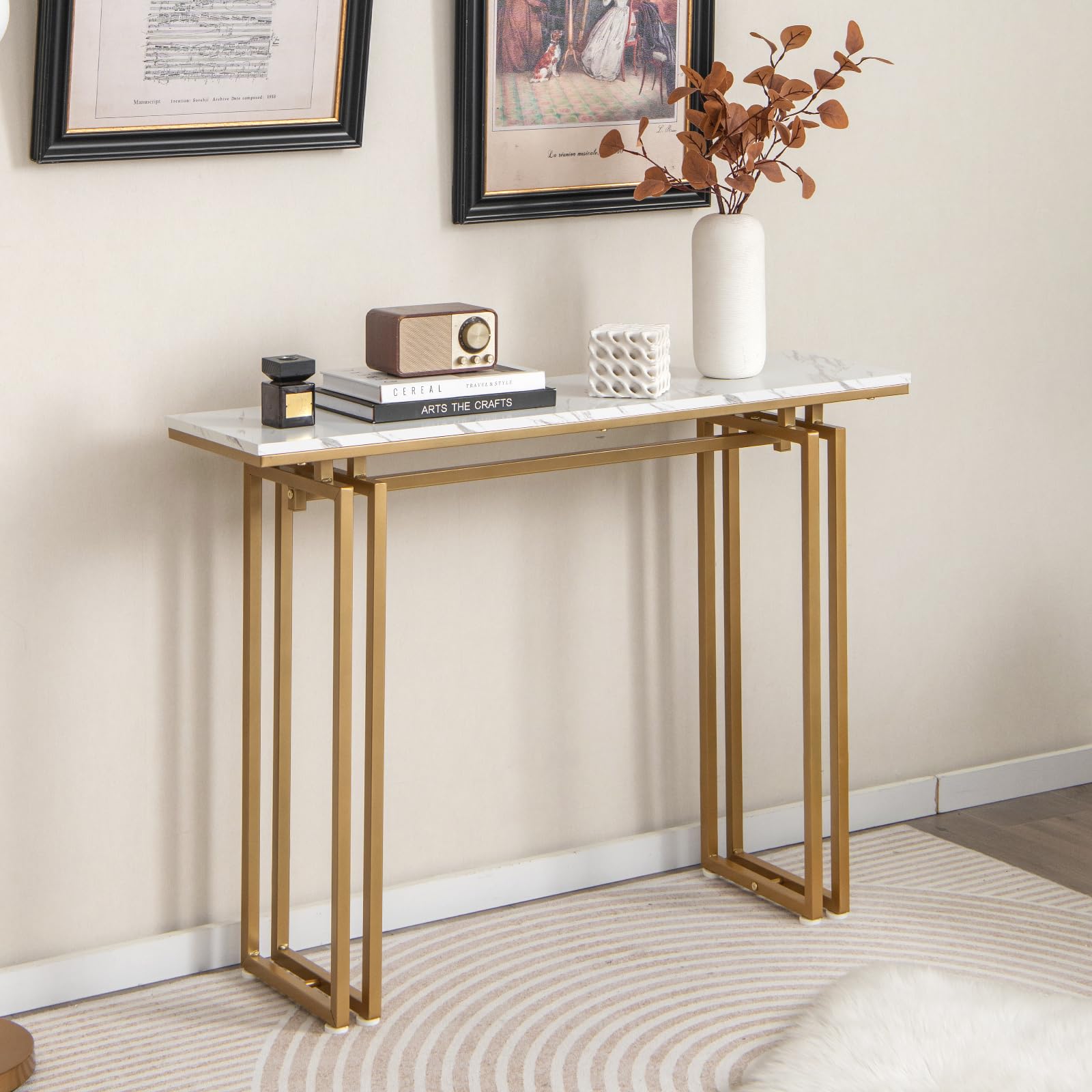 Giantex 43.5" Console Table for Entryway - Faux Marble Sofa Table