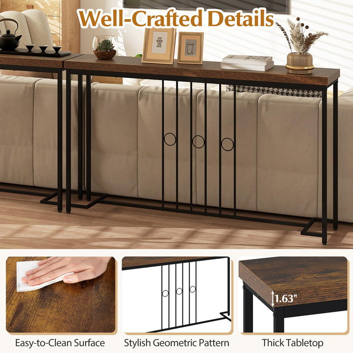 Giantex 55" Narrow Entryway Table with H-Shaped Base & Spacious Tabletop