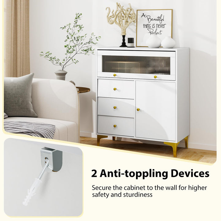 Giantex 3-Drawer Modern Storage Cabinet with 2 Doors