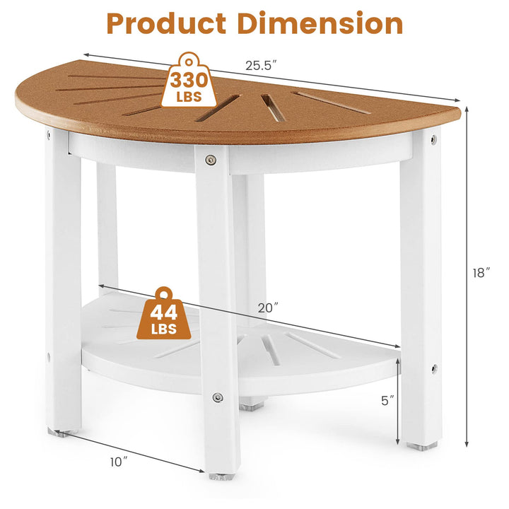 Giantex Shower Stool Waterproof HDPE - Bath Spa Seat for Shaving Legs, Storage Shelf, Non-Slip Feet