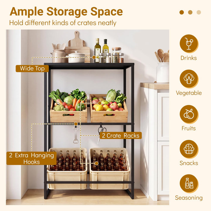 Giantex 3-Tier Drink Crate Rack for Kitchen