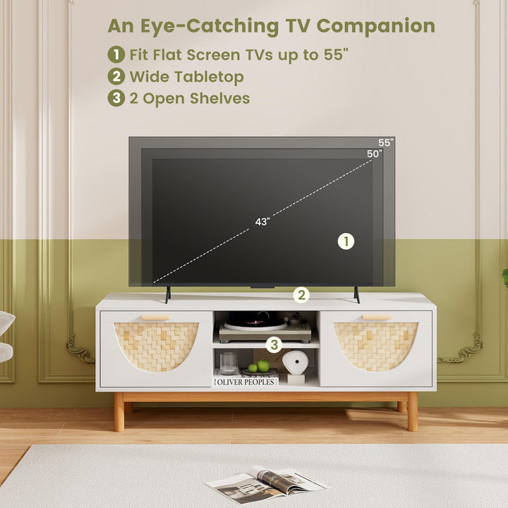 Giantex TV Stand for TV up to 55”, Television Stand with Open Shelves
