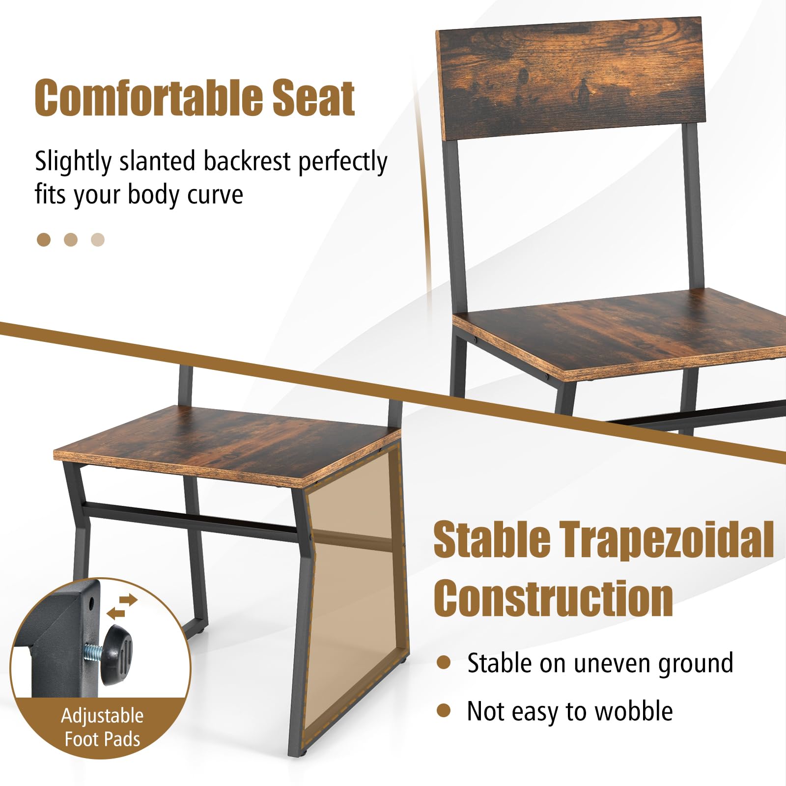 Giantex Dining Table Set for 4, 47”L x 28”W Rectangular Kitchen Table w/ 4 Trapezoid Chairs