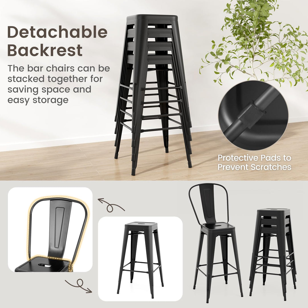 Matte Black 24 Black Metal Bar Stools Farmhouse Bar Height Black