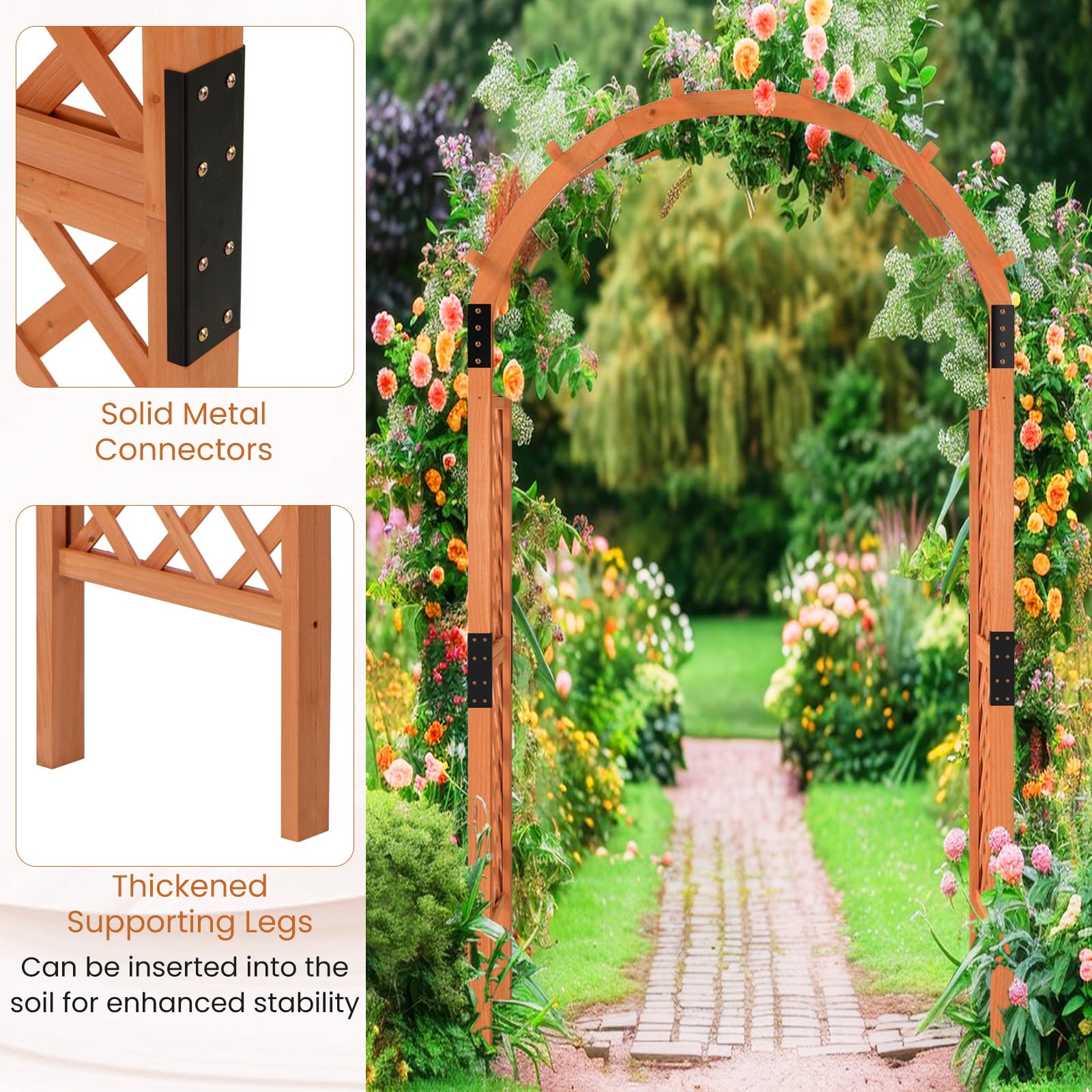 Giantex 7.7FT Wooden Garden Arbor Trellis