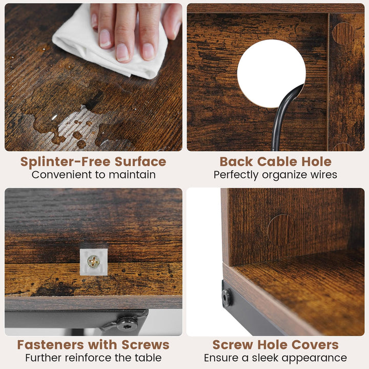 Giantex Console Table with Charging Station & LED Lights