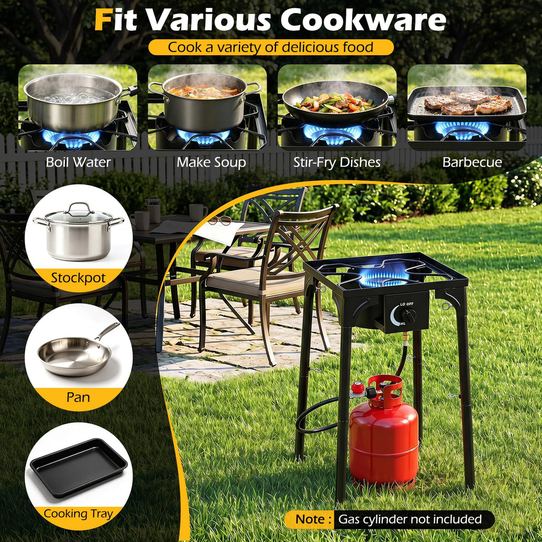 Giantex Single Burner Propane Gas Stove | 80,000 BTU High Pressure Camping Cooker