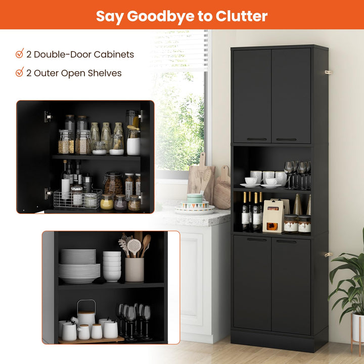 Giantex Kitchen Pantry Cabinet, 75” Tall Freestanding Cupboard with Doors & Shelves