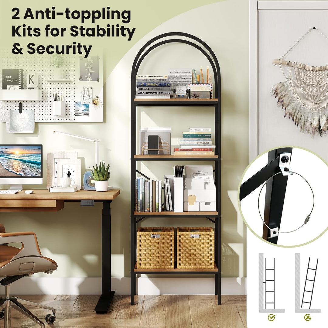 GIANTEX 4-Tier Arched Bookshelf with Metal Frame for Living Room