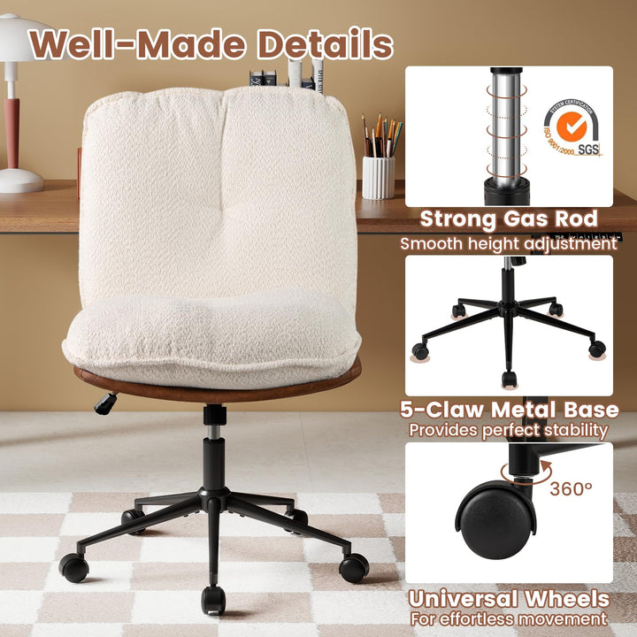 Giantex Faux Fur Desk Chair with Rocking Backrest & Thick Padded Cushion