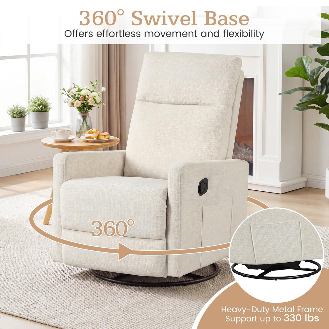 Giantex 360° Nursery Recliner Chair with Adjustable Cushioned Back