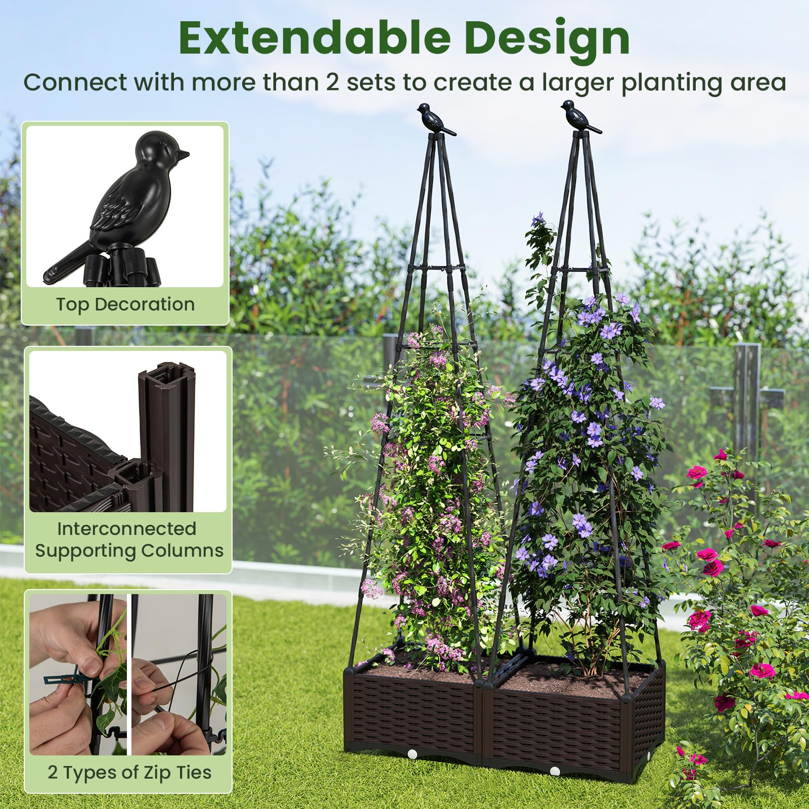 Giantex Raised Garden Bed with Wheels & Tomato Cage