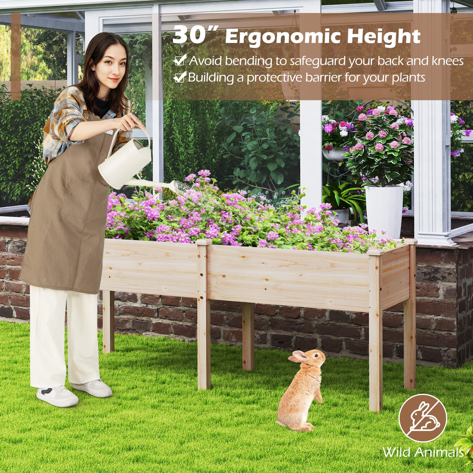 73" L x 23" W x 30" H Raised Garden Bed with Drain Hole
