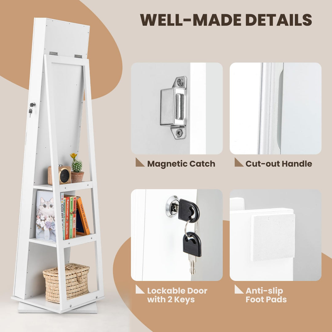 CHARMAID 3-in-1 Jewelry Armoire with Full Length Mirror