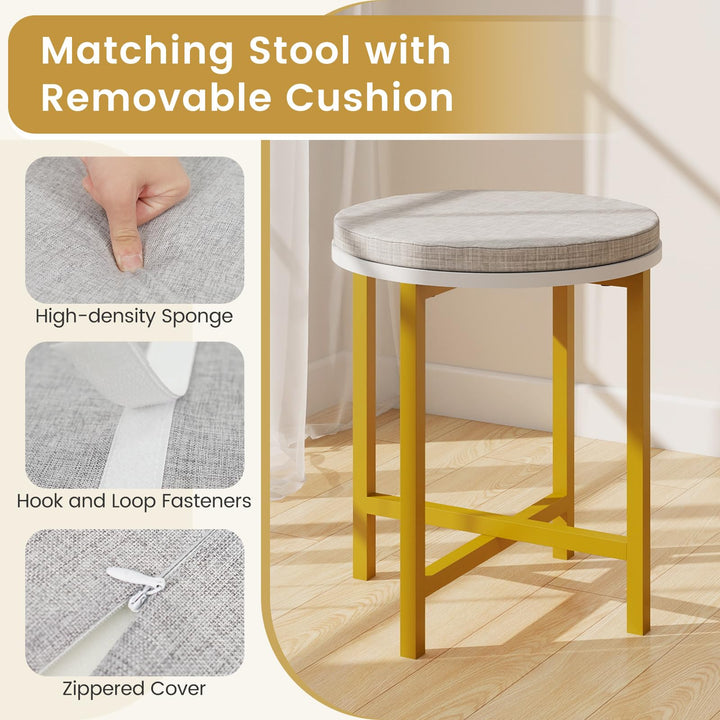 CHARMAID Makeup Vanity Desk with Lighted Mirror & Charging Station