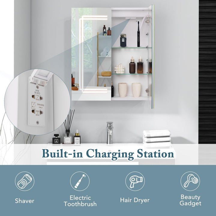 Giantex Bathroom Medicine Cabinet with 3 Light Colors