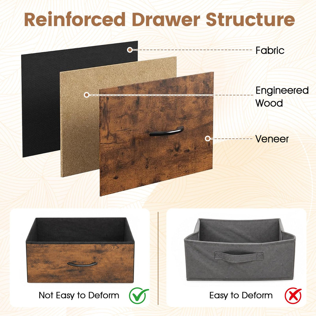 GIANTEX 7-Drawer Wide Dresser with 2-Sized Folding Fabric Drawers &amp; 2 Anti-tipping Kits