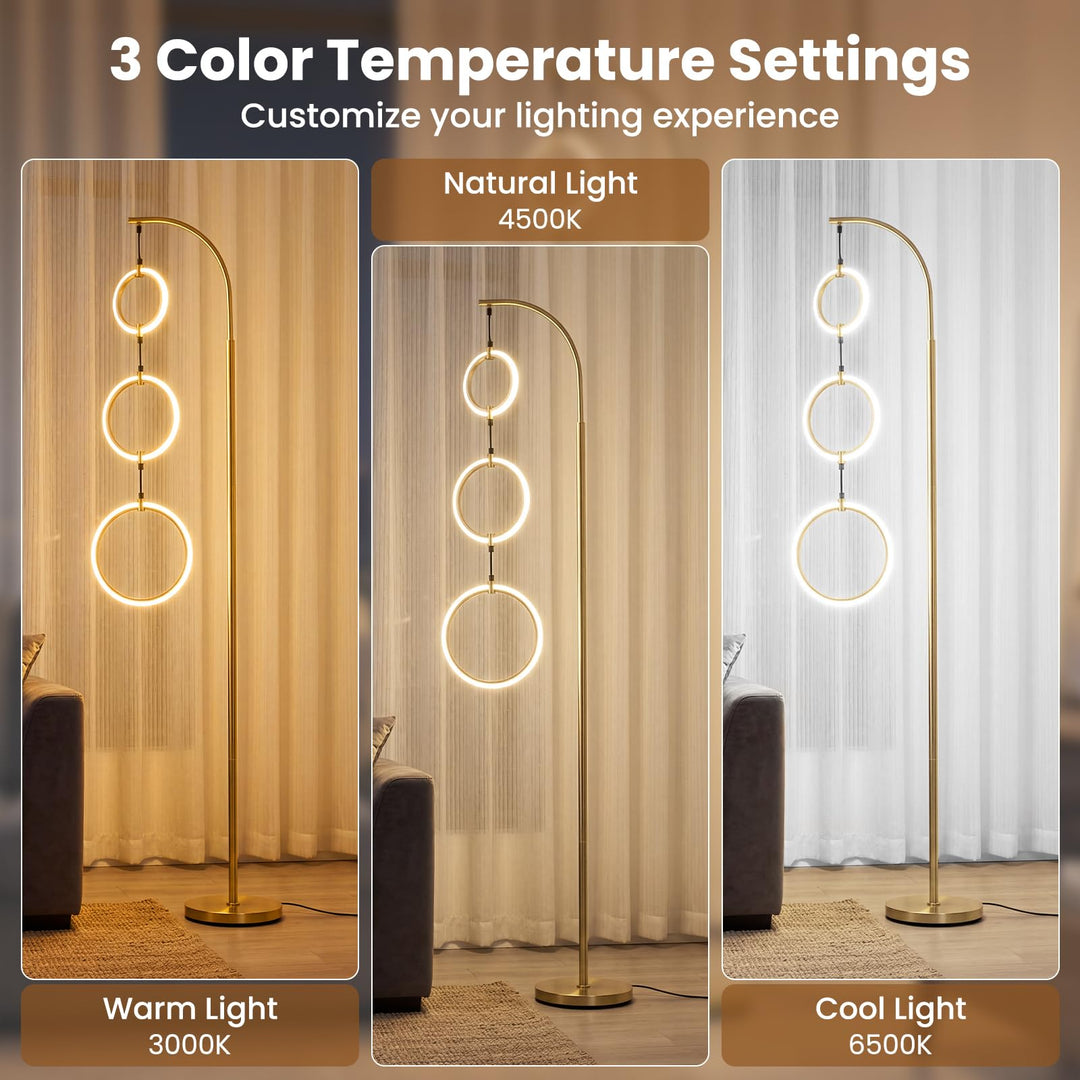 Giantex 71'' Modern 3-Ring LED Floor Lamp