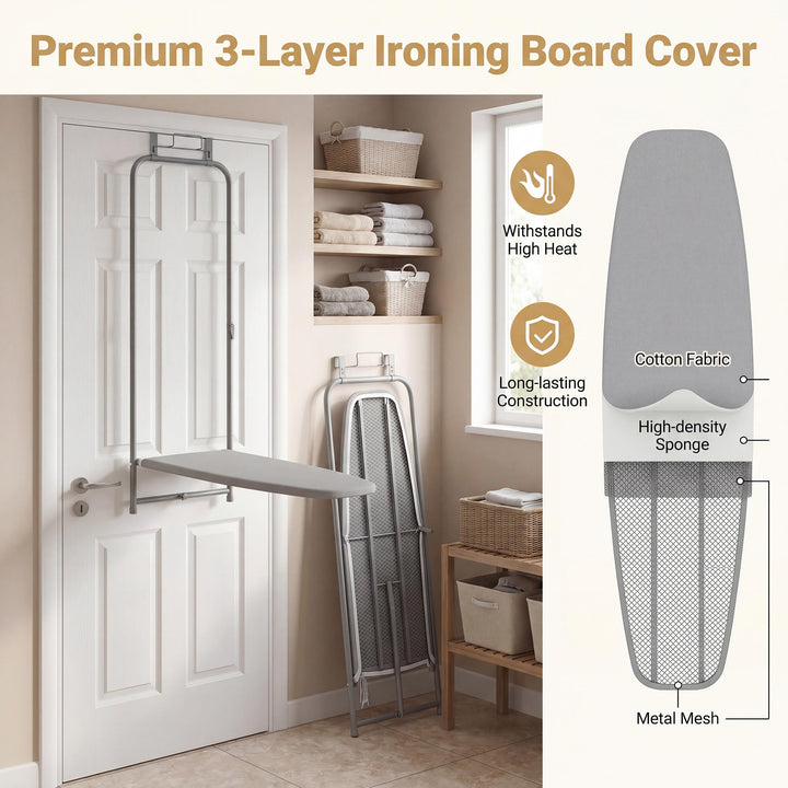 Giantex Over The Door Ironing Board with Iron Holder
